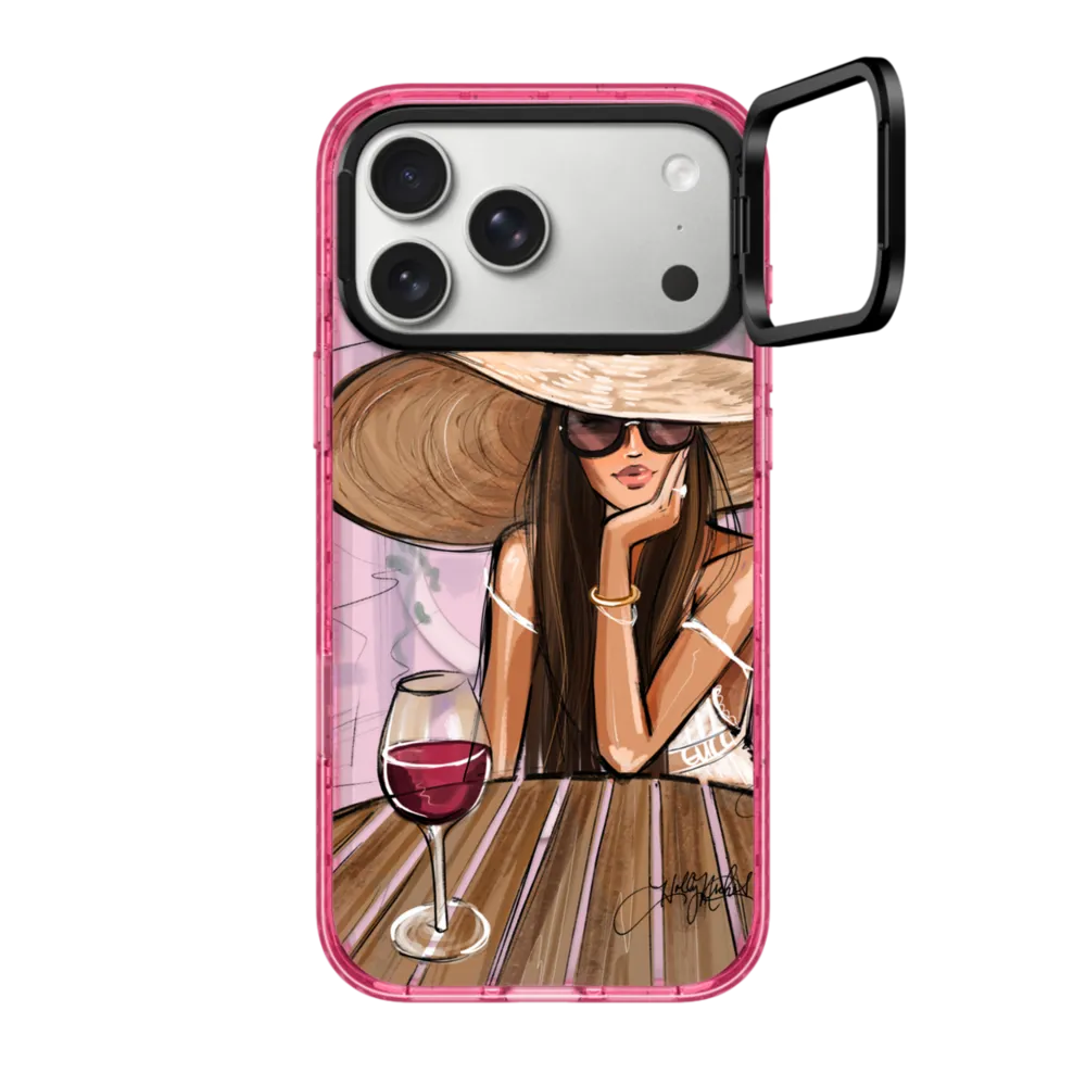 Impact Ring Stand iPhone 17 Pro Max Case MagSafe Compatible - Dreamer with Red Wine (Fashion Illustration)