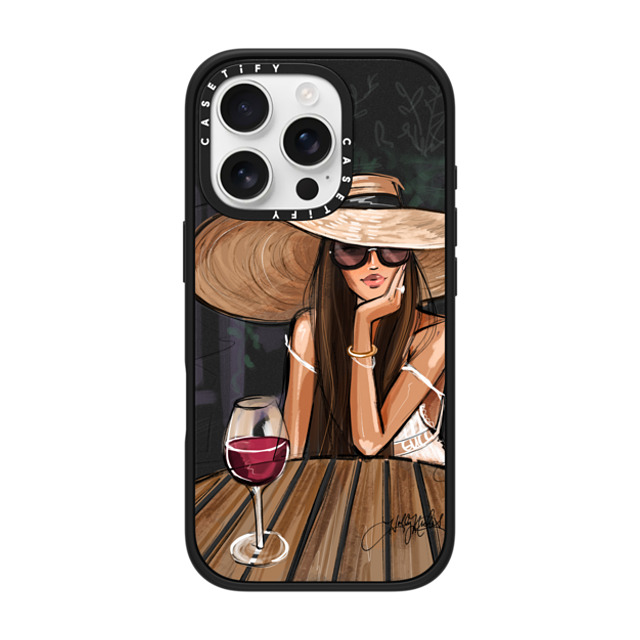 Holly Nichols x CASETiFY iPhone 16 Pro ケース マットブラック インパクトケース MagSafe対応 Dreamer with Red Wine (Fashion Illustration)