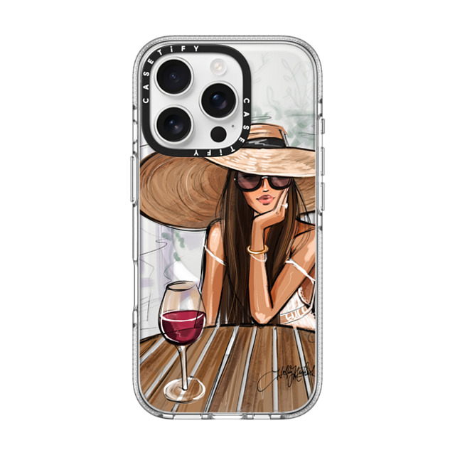 Holly Nichols x CASETiFY iPhone 16 Pro ケース クリア クリア ケース MagSafe対応 Dreamer with Red Wine (Fashion Illustration)