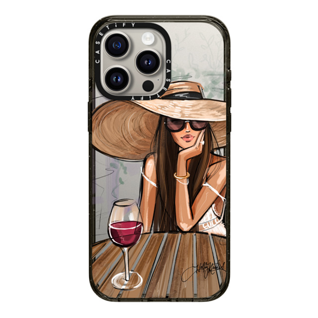 Holly Nichols x CASETiFY iPhone 15 Pro Max ケース ブラック インパクトケース Dreamer with Red Wine (Fashion Illustration)