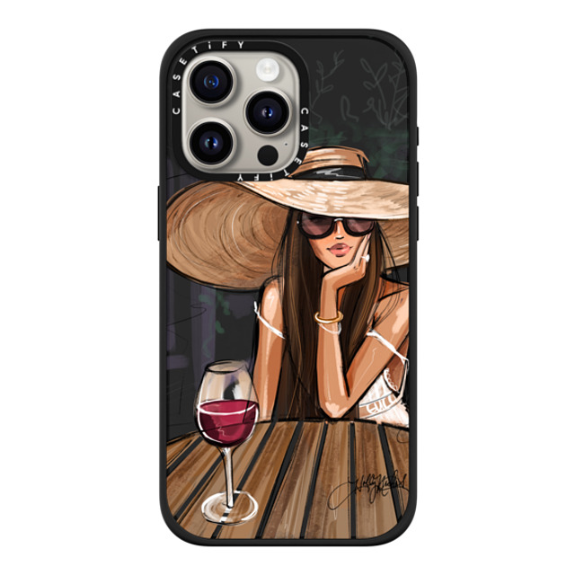 Holly Nichols x CASETiFY iPhone 15 Pro Max ケース マットブラック インパクトケース MagSafe対応 Dreamer with Red Wine (Fashion Illustration)