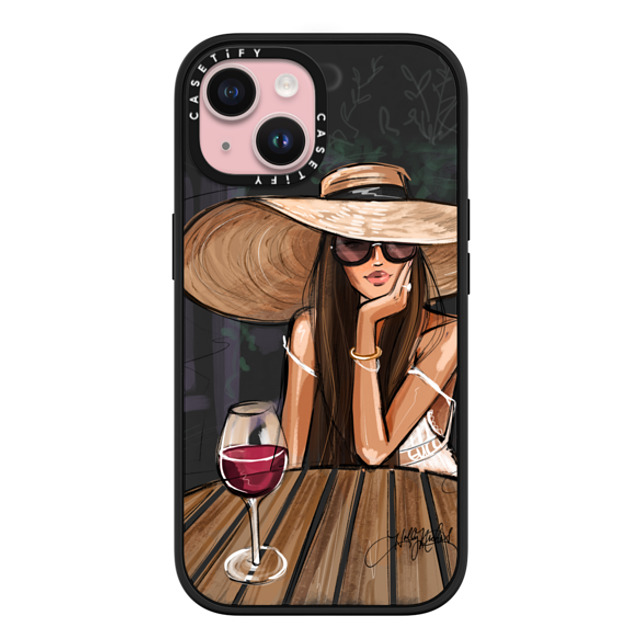 Holly Nichols x CASETiFY iPhone 15 ケース マットブラック インパクトケース MagSafe対応 Dreamer with Red Wine (Fashion Illustration)