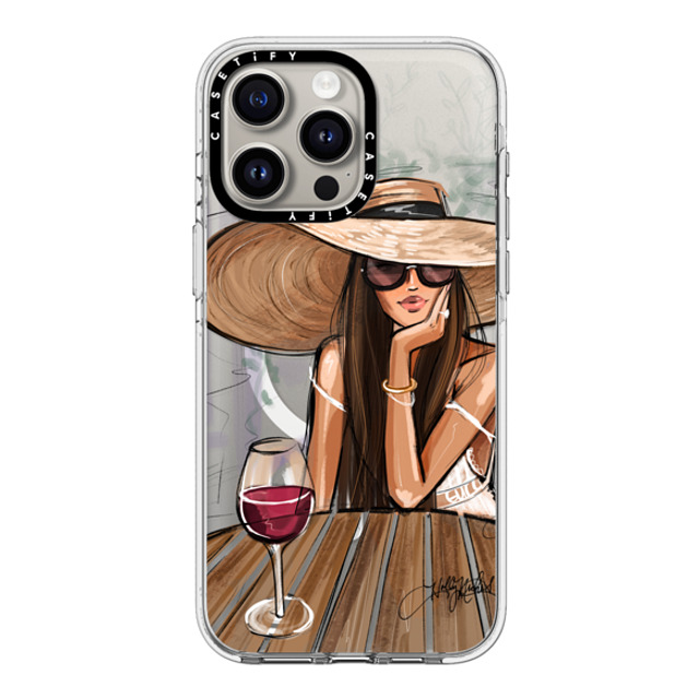 Holly Nichols x CASETiFY iPhone 15 Pro Max ケース クリア クリア ケース MagSafe対応 Dreamer with Red Wine (Fashion Illustration)