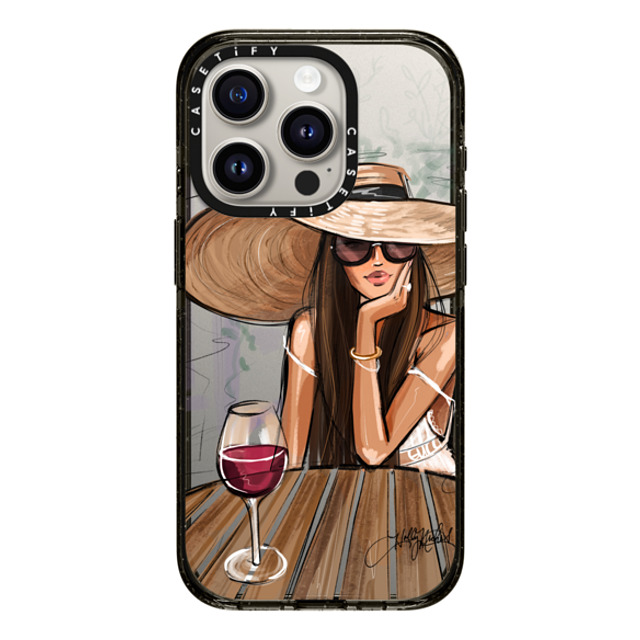 Holly Nichols x CASETiFY iPhone 15 Pro ケース ブラック インパクトケース Dreamer with Red Wine (Fashion Illustration)