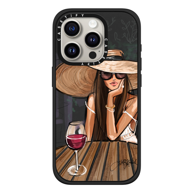 Holly Nichols x CASETiFY iPhone 15 Pro ケース マットブラック インパクトケース MagSafe対応 Dreamer with Red Wine (Fashion Illustration)