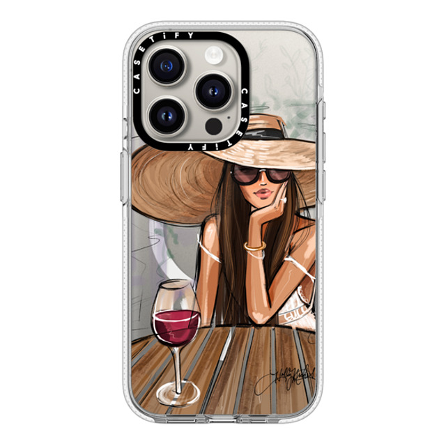 Holly Nichols x CASETiFY iPhone 15 Pro ケース クリア クリア ケース MagSafe対応 Dreamer with Red Wine (Fashion Illustration)