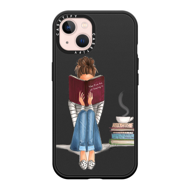 Holly Nichols x CASETiFY iPhone 13 ケース マットブラック インパクトケース MagSafe対応 Girl Reading a Book (The Fine Art of Staying In)