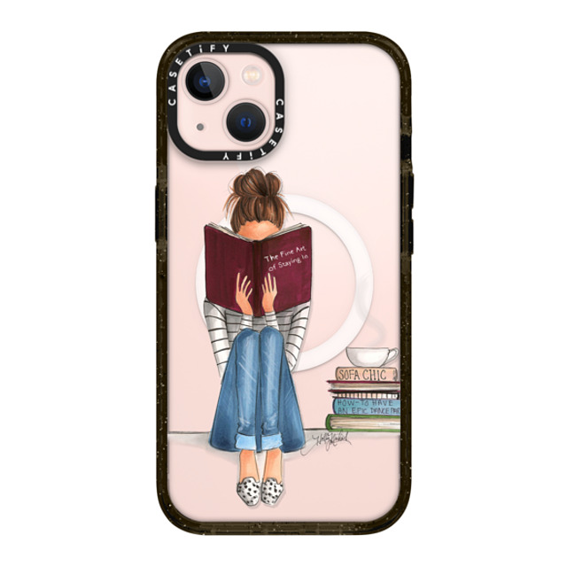 Holly Nichols x CASETiFY iPhone 13 ケース ブラック インパクトケース MagSafe対応 Girl Reading a Book (The Fine Art of Staying In)