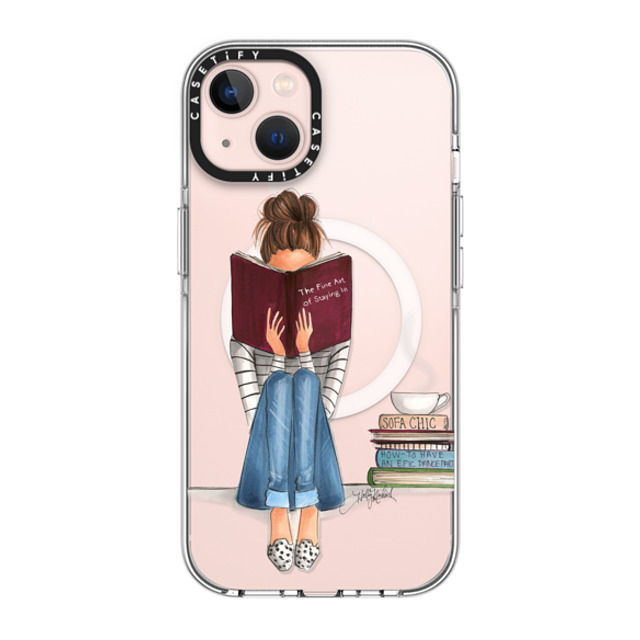 Holly Nichols x CASETiFY iPhone 13 ケース クリア クリア ケース MagSafe対応 Girl Reading a Book (The Fine Art of Staying In)