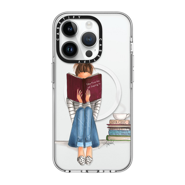 Holly Nichols x CASETiFY iPhone 14 Pro ケース クリア クリア ケース MagSafe対応 Girl Reading a Book (The Fine Art of Staying In)