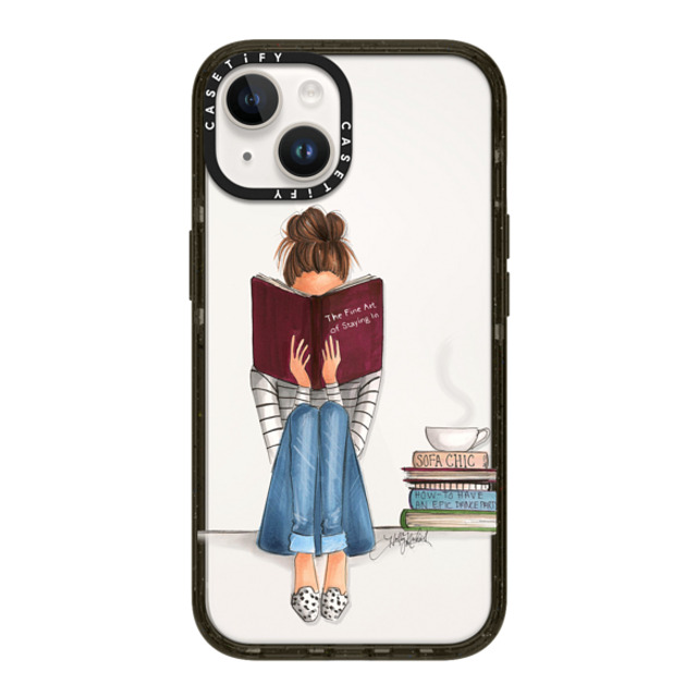 Holly Nichols x CASETiFY iPhone 14 ケース ブラック インパクトケース Girl Reading a Book (The Fine Art of Staying In)