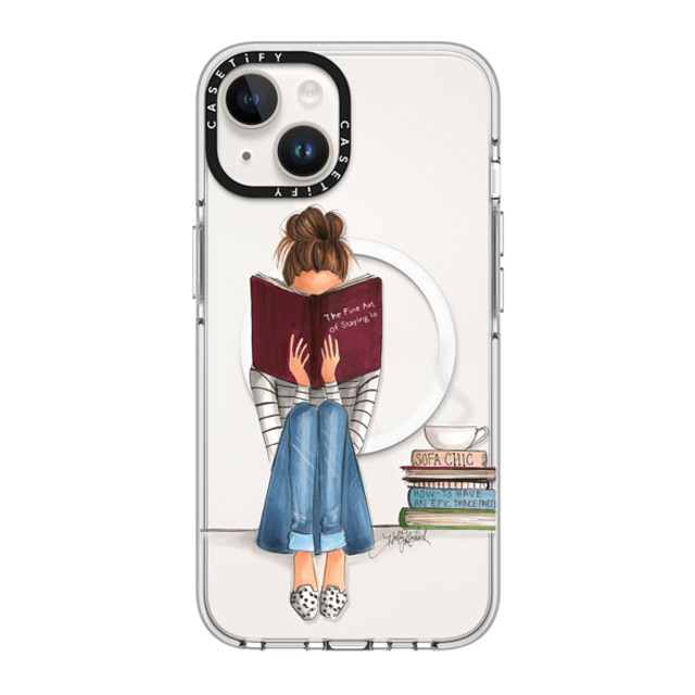 Holly Nichols x CASETiFY iPhone 14 ケース クリア クリア ケース MagSafe対応 Girl Reading a Book (The Fine Art of Staying In)