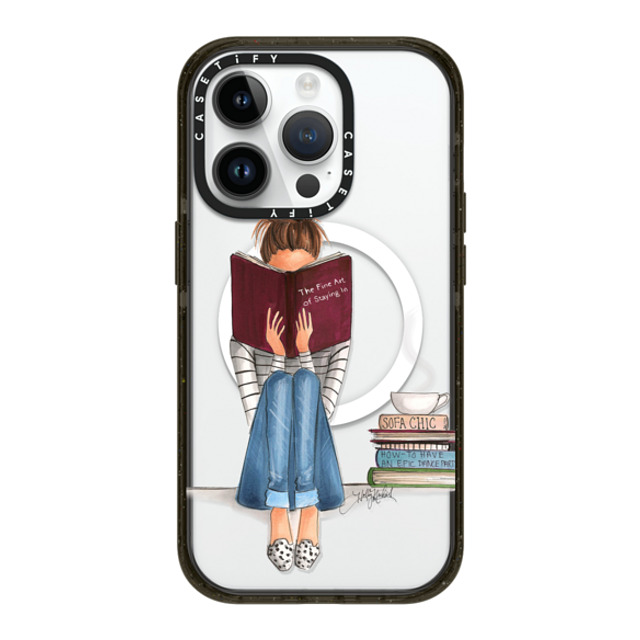 Holly Nichols x CASETiFY iPhone 14 Pro ケース ブラック インパクトケース MagSafe対応 Girl Reading a Book (The Fine Art of Staying In)