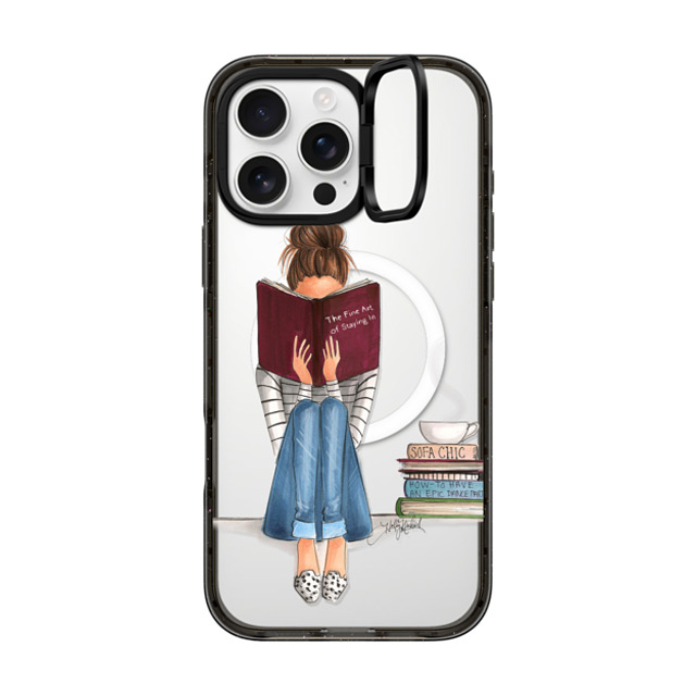 Holly Nichols x CASETiFY iPhone 16 Pro Max ケース ブラック インパクトリングスタンドケース MagSafe対応 Girl Reading a Book (The Fine Art of Staying In)