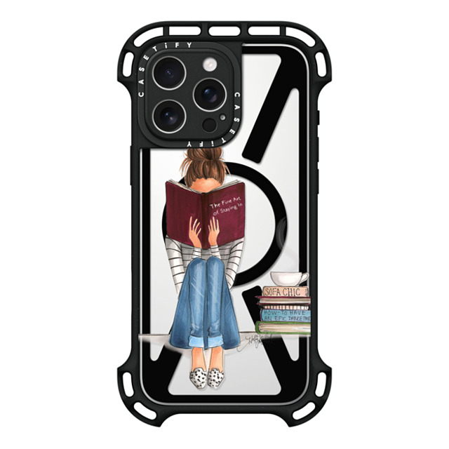 Holly Nichols x CASETiFY iPhone 16 Pro Max ケース ブラック ウルトラ バウンスケース MagSafe対応 Girl Reading a Book (The Fine Art of Staying In)