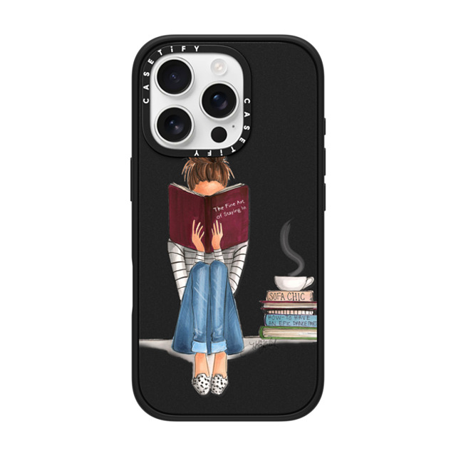 Holly Nichols x CASETiFY iPhone 16 Pro ケース マットブラック インパクトケース MagSafe対応 Girl Reading a Book (The Fine Art of Staying In)