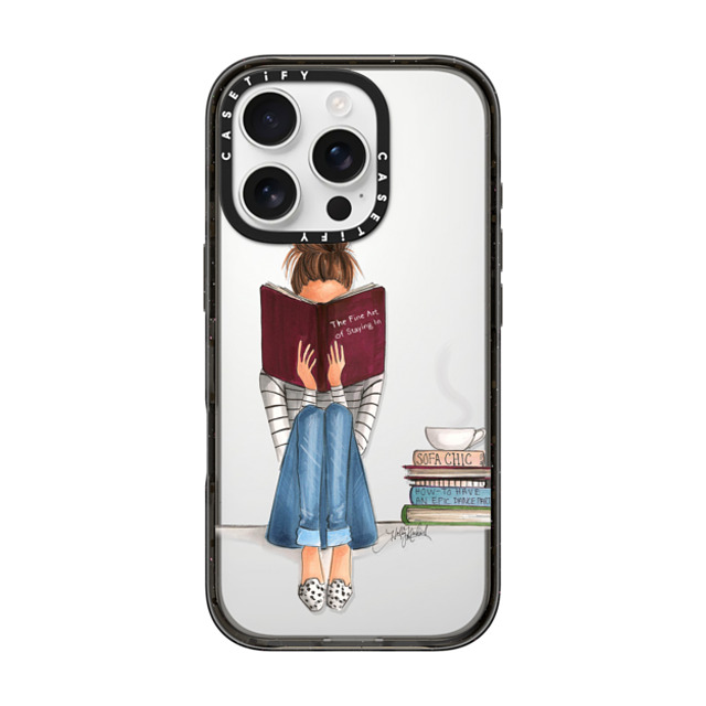 Holly Nichols x CASETiFY iPhone 16 Pro ケース ブラック インパクトケース Girl Reading a Book (The Fine Art of Staying In)