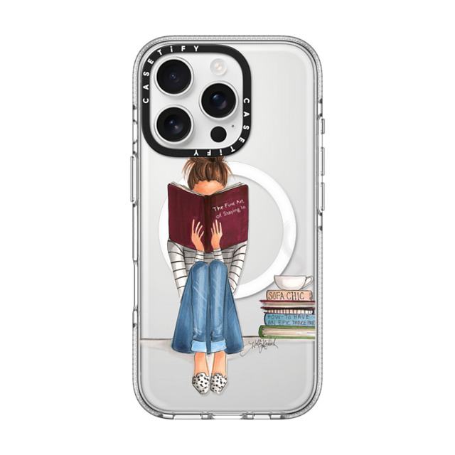 Holly Nichols x CASETiFY iPhone 16 Pro ケース クリア クリア ケース MagSafe対応 Girl Reading a Book (The Fine Art of Staying In)