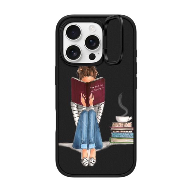 Holly Nichols x CASETiFY iPhone 16 Pro ケース マットブラック インパクトリングスタンドケース MagSafe対応 Girl Reading a Book (The Fine Art of Staying In)