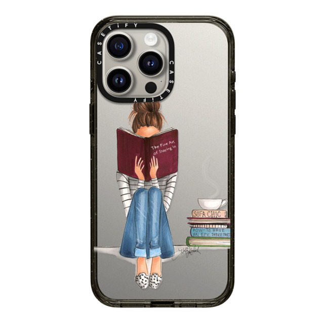 Holly Nichols x CASETiFY iPhone 15 Pro Max ケース ブラック インパクトケース Girl Reading a Book (The Fine Art of Staying In)