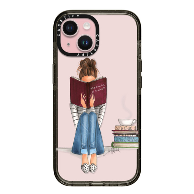 Holly Nichols x CASETiFY iPhone 15 ケース ブラック インパクトケース Girl Reading a Book (The Fine Art of Staying In)