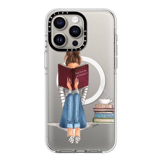 Holly Nichols x CASETiFY iPhone 15 Pro Max ケース クリア クリア ケース MagSafe対応 Girl Reading a Book (The Fine Art of Staying In)