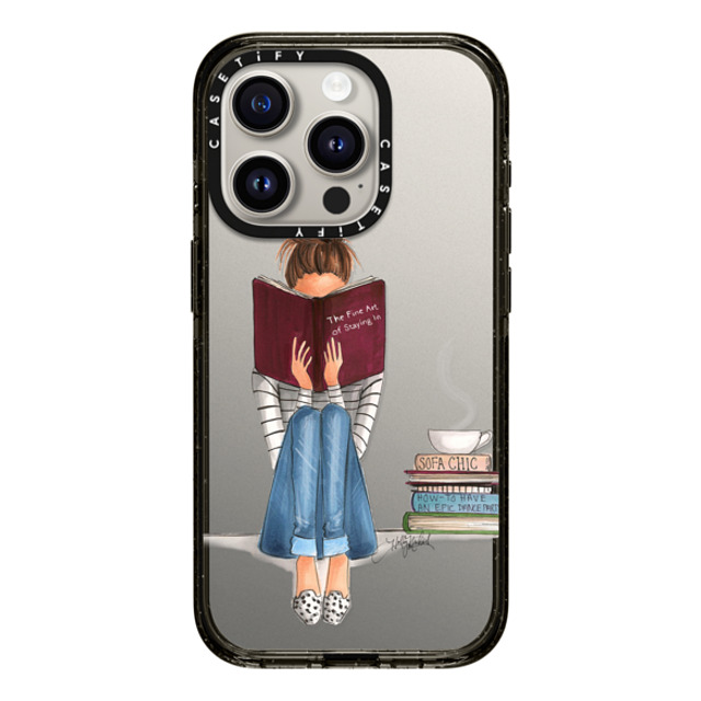 Holly Nichols x CASETiFY iPhone 15 Pro ケース ブラック インパクトケース Girl Reading a Book (The Fine Art of Staying In)