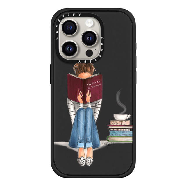 Holly Nichols x CASETiFY iPhone 15 Pro ケース マットブラック インパクトケース MagSafe対応 Girl Reading a Book (The Fine Art of Staying In)