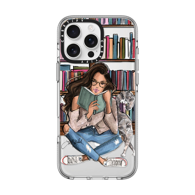 Holly Nichols x CASETiFY iPhone 16 Pro Max Case Portraiture Clear Clear Case MagSafe Compatible Library Book Medium Skin Tone Brunette Girl with Cat (Fashion Illustration Holly Nichols) Father's Day Holly Nichols x CASETiFY iPhone 16 Pro Max Case Portraiture Clear Clear Case MagSafe Compatible Library Book Medium Skin Tone Brunette Girl with Cat (Fashion Illustration Holly Nichols) Father's Day