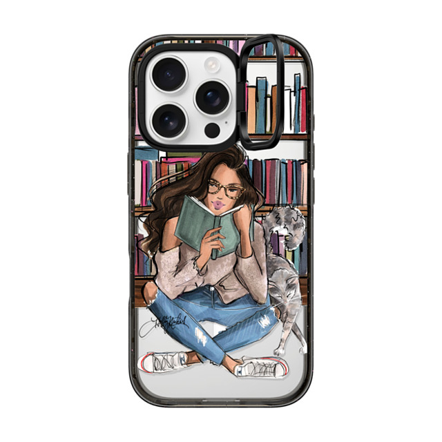 Holly Nichols x CASETiFY iPhone 16 Pro Case Portraiture Black インパクトリングスタンドケース MagSafe対応 Library Book Medium Skin Tone Brunette Girl with Cat (Fashion Illustration Holly Nichols) Father's Day Holly Nichols x CASETiFY iPhone 16 Pro Case Portraiture Black インパクトリングスタンドケース MagSafe対応 Library Book Medium Skin Tone Brunette Girl with Cat (Fashion Illustration Holly Nichols) Father's Day
