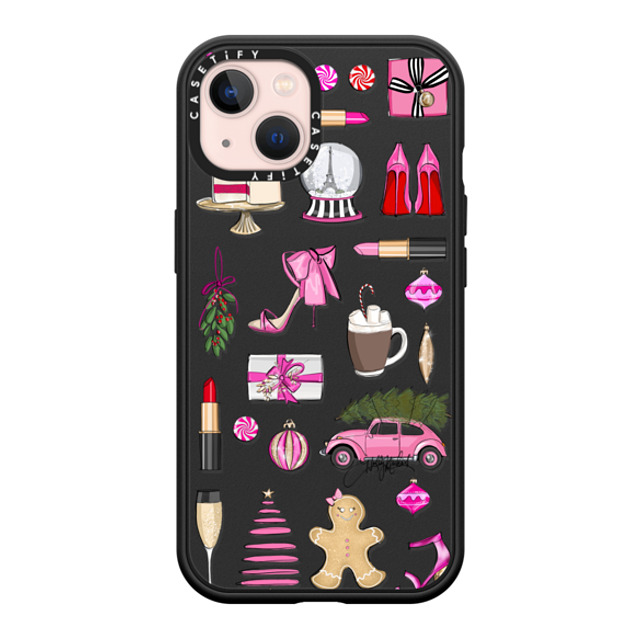 Holly Nichols x CASETiFY iPhone 13 ケース マットブラック インパクトケース MagSafe対応 Holiday Glam (Fashion Illustration Transparent Case, Christmas Theme)