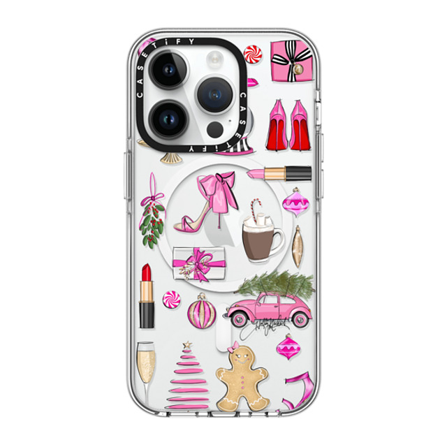 Holly Nichols x CASETiFY iPhone 14 Pro ケース クリア クリア ケース MagSafe対応 Holiday Glam (Fashion Illustration Transparent Case, Christmas Theme)