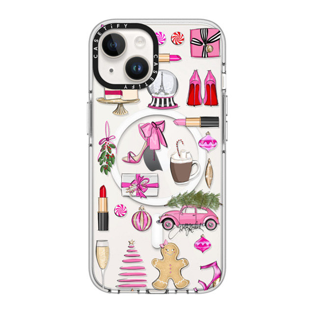 Holly Nichols x CASETiFY iPhone 14 ケース クリア クリア ケース MagSafe対応 Holiday Glam (Fashion Illustration Transparent Case, Christmas Theme)