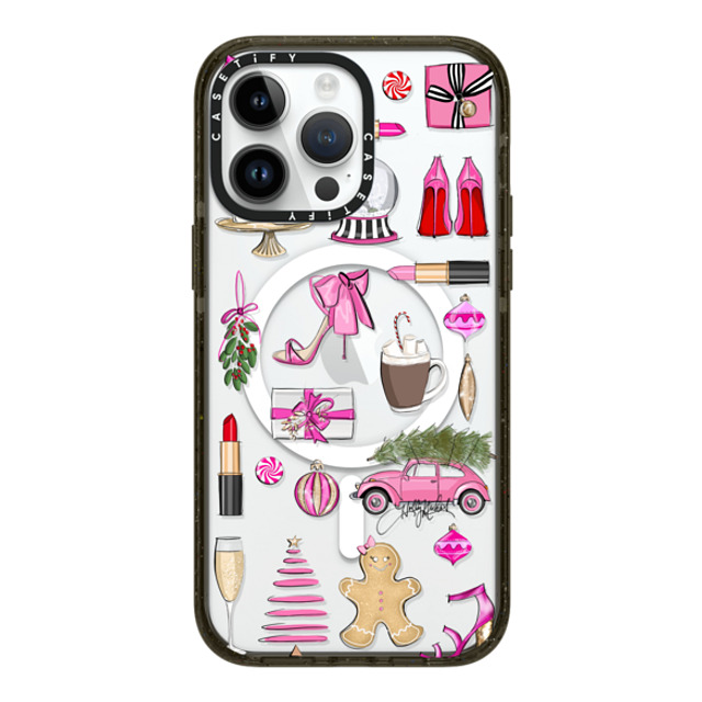 Holly Nichols x CASETiFY iPhone 14 Pro Max ケース ブラック インパクトケース MagSafe対応 Holiday Glam (Fashion Illustration Transparent Case, Christmas Theme)