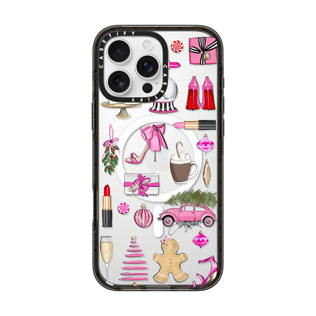 Holly Nichols x CASETiFY iPhone 16 Pro Max ケース ブラック インパクトケース MagSafe対応 Holiday Glam (Fashion Illustration Transparent Case, Christmas Theme)