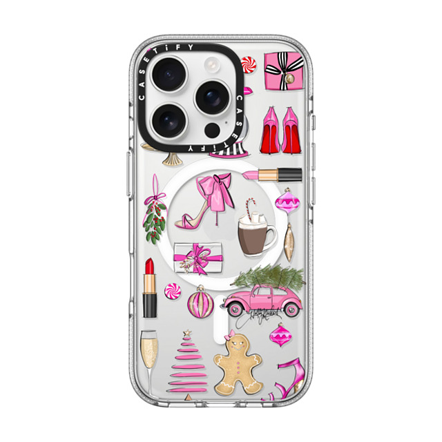 Holly Nichols x CASETiFY iPhone 16 Pro ケース クリア クリア ケース MagSafe対応 Holiday Glam (Fashion Illustration Transparent Case, Christmas Theme)