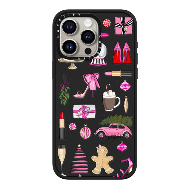 Holly Nichols x CASETiFY iPhone 15 Pro Max ケース マットブラック インパクトケース MagSafe対応 Holiday Glam (Fashion Illustration Transparent Case, Christmas Theme)