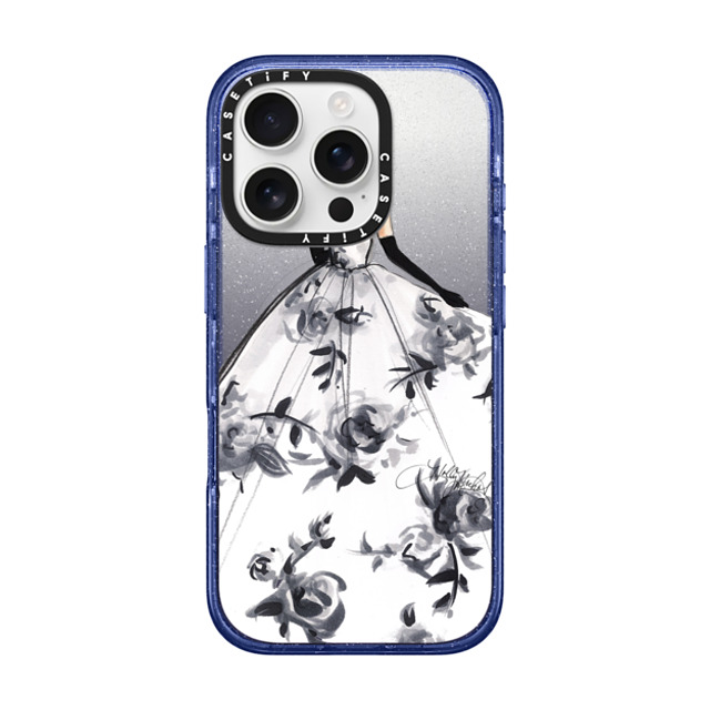 Holly Nichols x CASETiFY iPhone 16 Pro Case Glitter Indigo Impact Case MagSafe Compatible Classique -Fashion Illustration Transparent Case- Holly Nichols x CASETiFY iPhone 16 Pro Case Glitter Indigo Impact Case MagSafe Compatible Classique -Fashion Illustration Transparent Case-