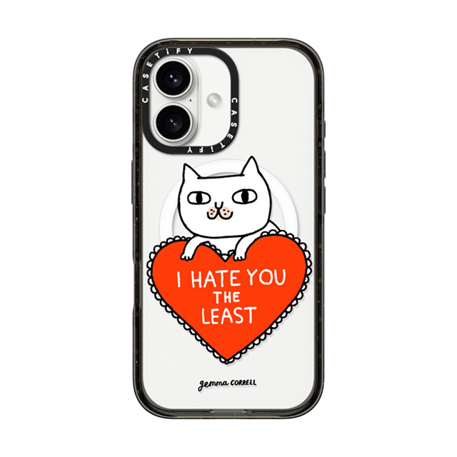 Gemma Correll x CASETiFY iPhone 16 Case Cat,Heart Black Impact Case MagSafe Compatible I Hate You The Least Back to School Gemma Correll x CASETiFY iPhone 16 Case Cat,Heart Black Impact Case MagSafe Compatible I Hate You The Least Back to School
