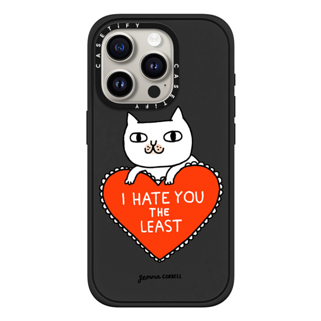 Gemma Correll x CASETiFY iPhone 15 Pro Case Cat,Heart Matte Black Impact Case MagSafe Compatible I Hate You The Least Back to School Gemma Correll x CASETiFY iPhone 15 Pro Case Cat,Heart Matte Black Impact Case MagSafe Compatible I Hate You The Least Back to School