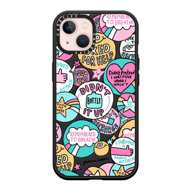 Gemma Correll x CASETiFY iPhone 13 ケース マットブラック インパクトケース MagSafe対応 Self Care Stickers