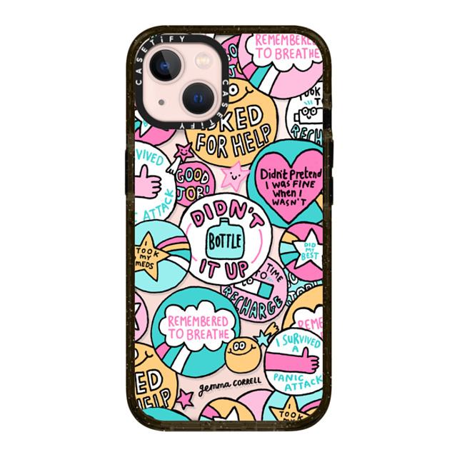 Gemma Correll x CASETiFY iPhone 13 ケース ブラック インパクトケース Self Care Stickers