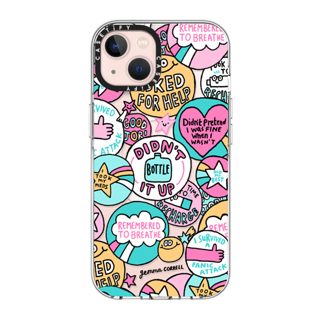 Gemma Correll x CASETiFY iPhone 13 ケース クリア クリア ケース MagSafe対応 Self Care Stickers