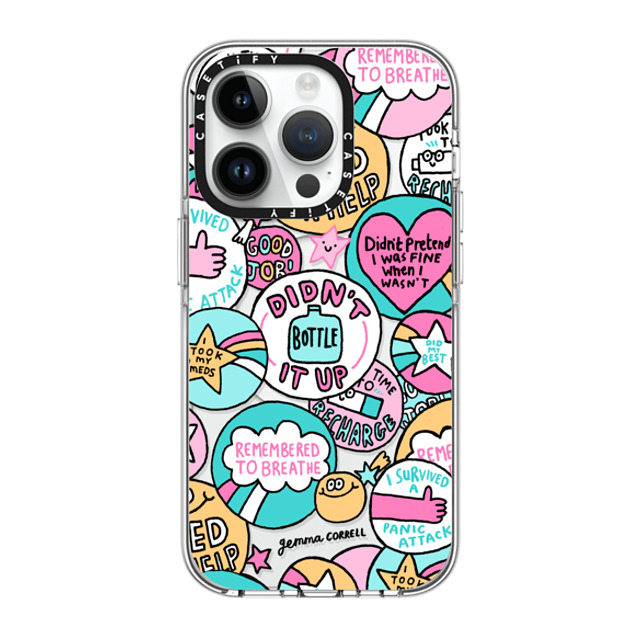 Gemma Correll x CASETiFY iPhone 14 Pro ケース クリア クリア ケース MagSafe対応 Self Care Stickers