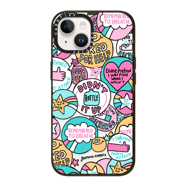 Gemma Correll x CASETiFY iPhone 14 ケース ブラック インパクトケース Self Care Stickers