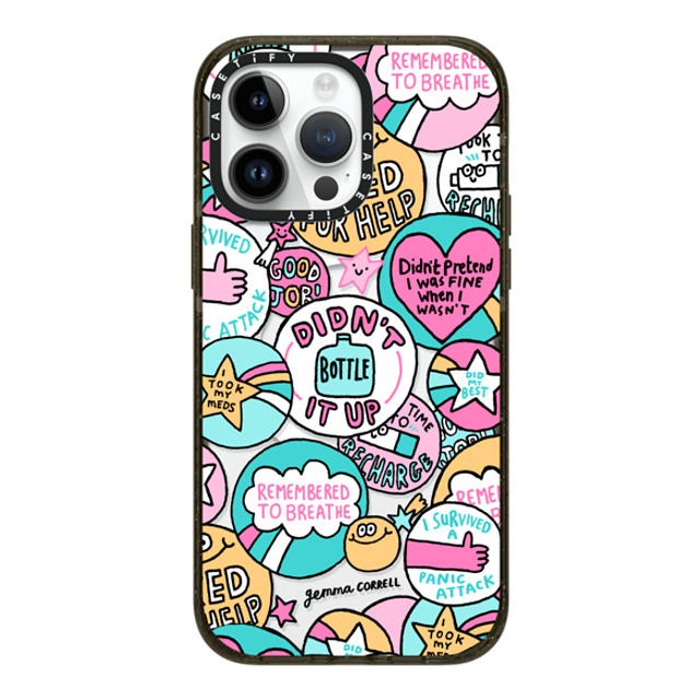 Gemma Correll x CASETiFY iPhone 14 Pro Max ケース ブラック インパクトケース MagSafe対応 Self Care Stickers