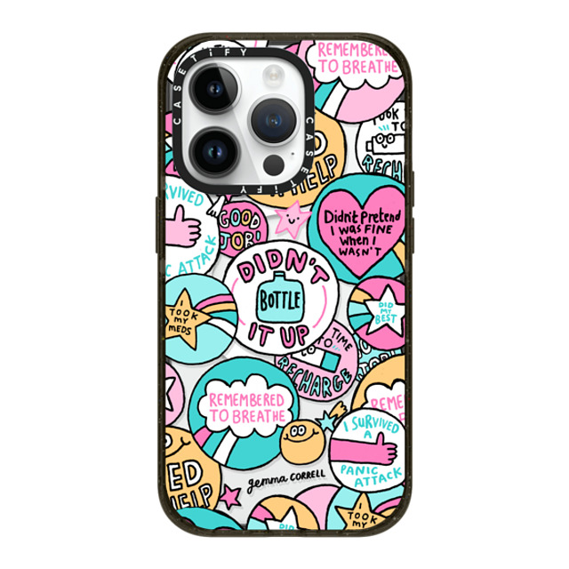 Gemma Correll x CASETiFY iPhone 14 Pro ケース ブラック インパクトケース MagSafe対応 Self Care Stickers