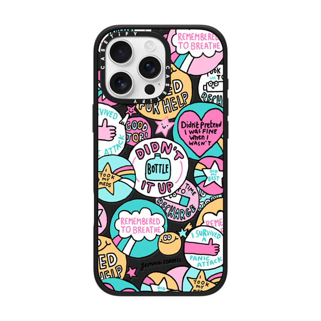 Gemma Correll x CASETiFY iPhone 16 Pro Max ケース マットブラック インパクトケース MagSafe対応 Self Care Stickers