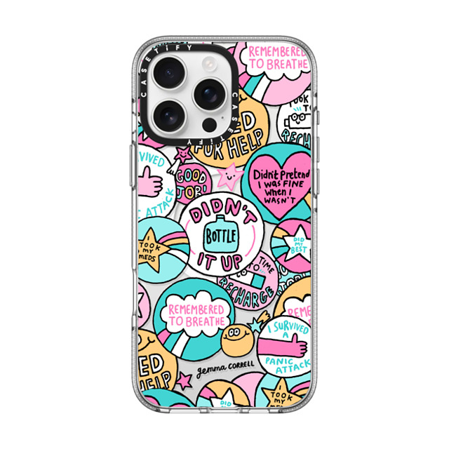 Gemma Correll x CASETiFY iPhone 16 Pro Max ケース クリア クリア ケース MagSafe対応 Self Care Stickers