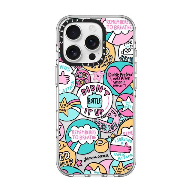 Gemma Correll x CASETiFY iPhone 16 Pro ケース クリア クリア ケース MagSafe対応 Self Care Stickers